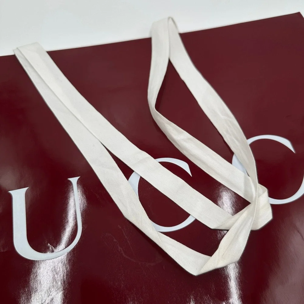 Gucci Shopping Bag Large Burgundy Excellent Glossy Gift Tote Authentic